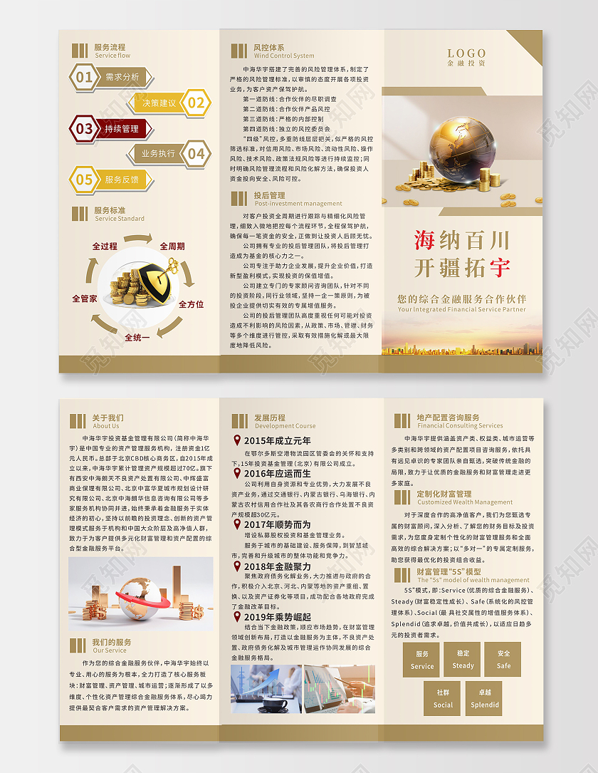 企业商务金融风控投资理财招商三折页金融折页