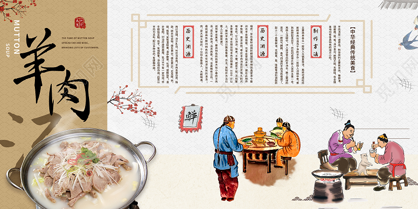 黄色羊肉汤古代人物锅燕子围墙鲜美食介绍