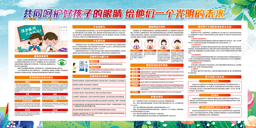 科学防控近视关注孩子眼健康预防近视用眼健康预防近视宣传栏