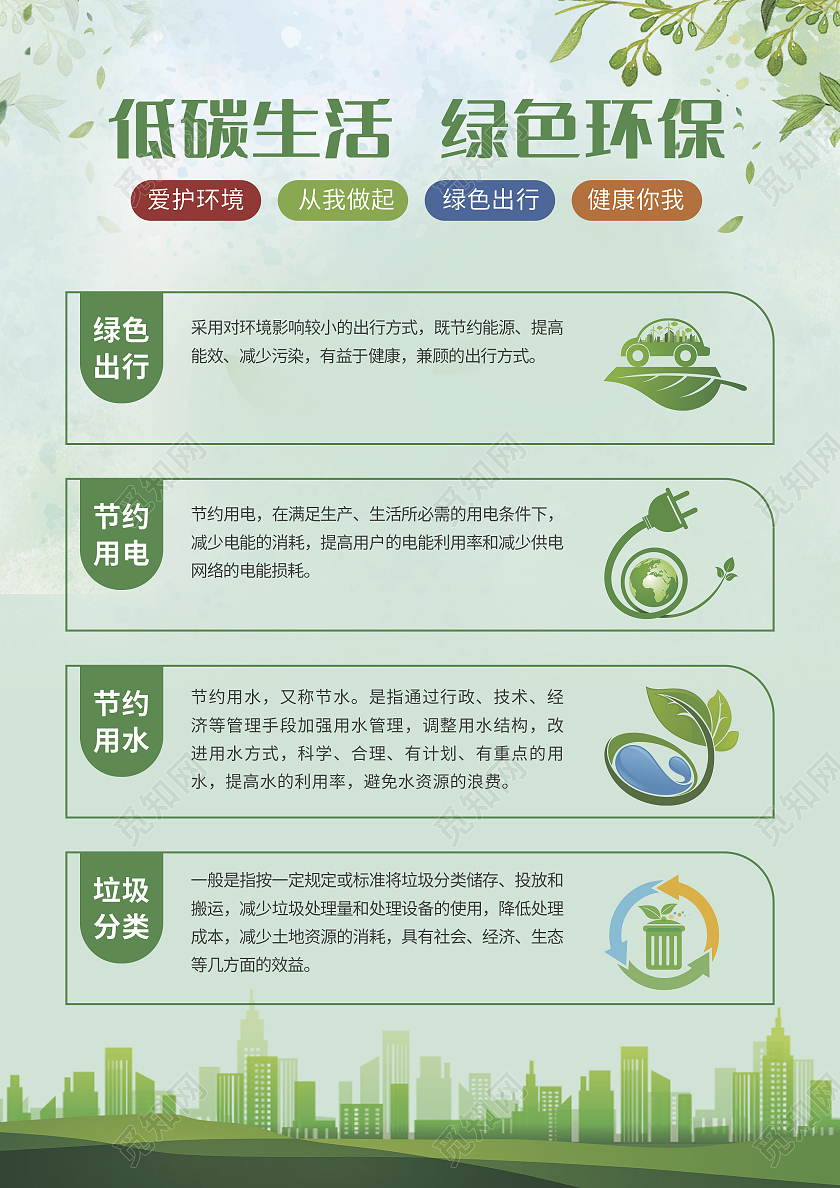 绿色小清新低碳环保宣传单海报低碳生活绿色环保宣传单