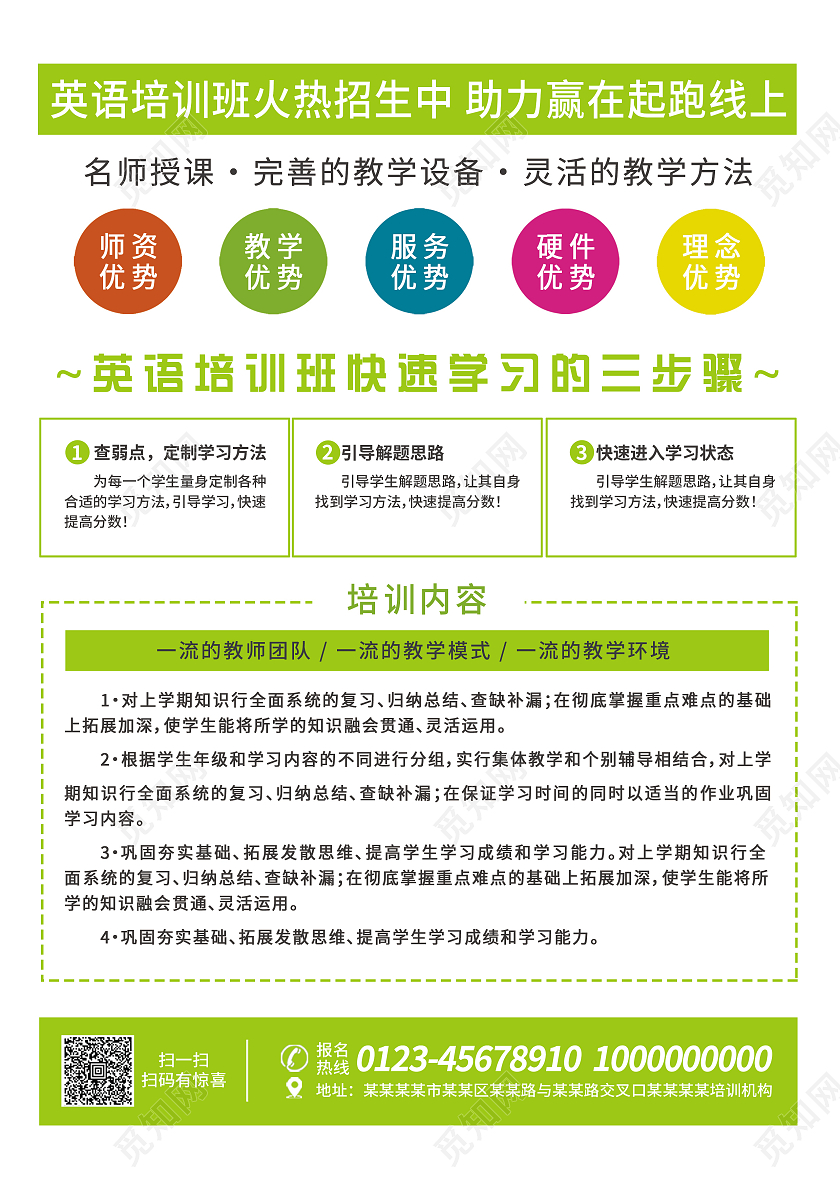 绿色背景小清新英语培训班宣传单英语培训宣传单