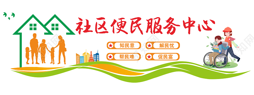 房屋造型社区便民服务标语文化墙便民服务文化墙