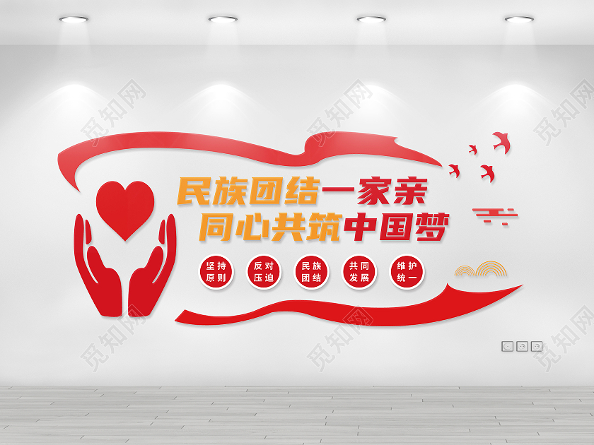 红色简约矢量民族团结一家亲宣传文化墙民族团结文化墙