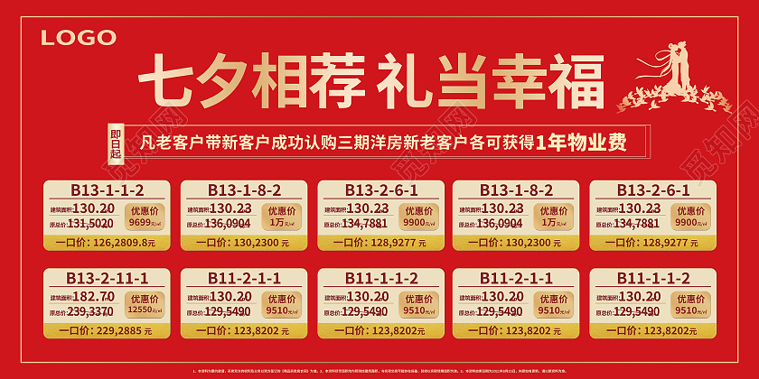 七夕房地产七夕快乐七夕有礼七夕展板促销活动七夕地产模板