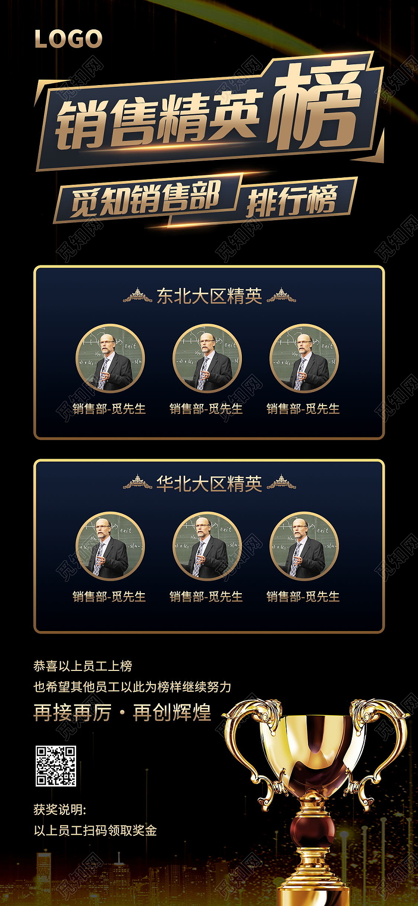 销售精英榜销售排行榜手机海报模板