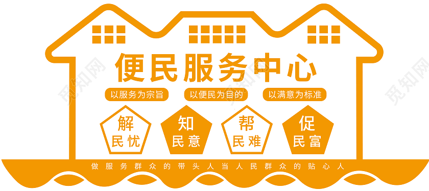 黄色剪纸便民服务中心解民忧文化墙便民服务文化墙