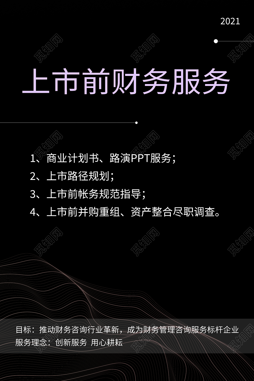 深色上市前财务服务商业计划书海报