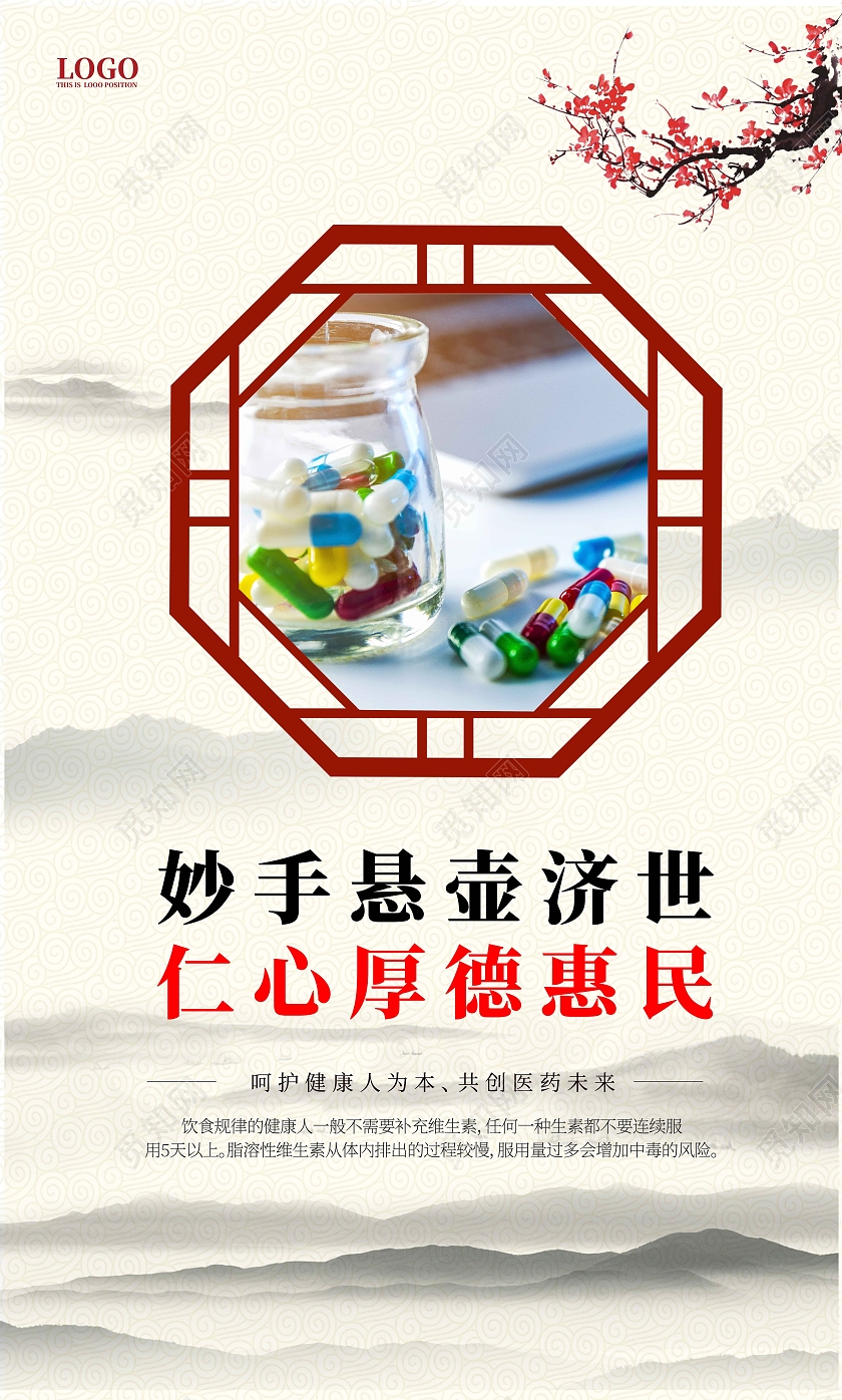 黄色古风水墨简约风药店套图医药套图