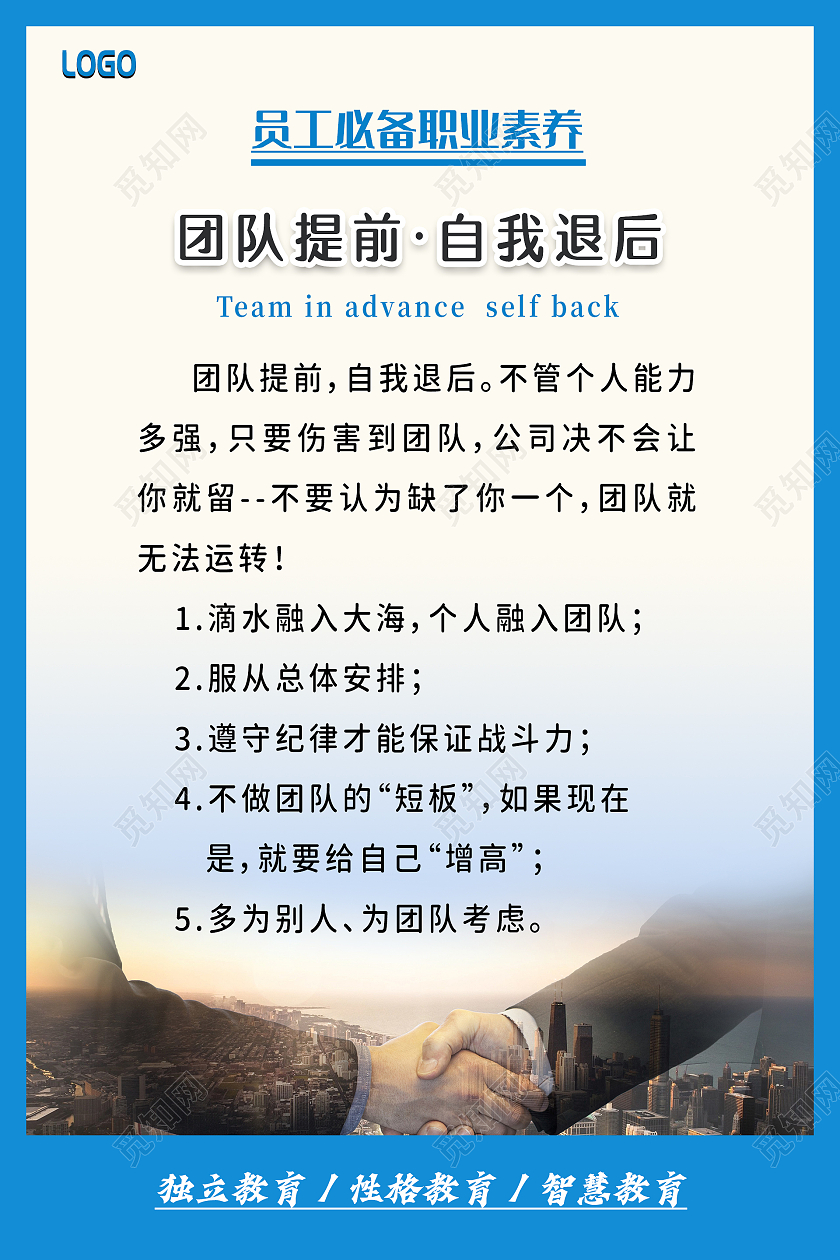 浅色简约大气风员工必备职业素养海报