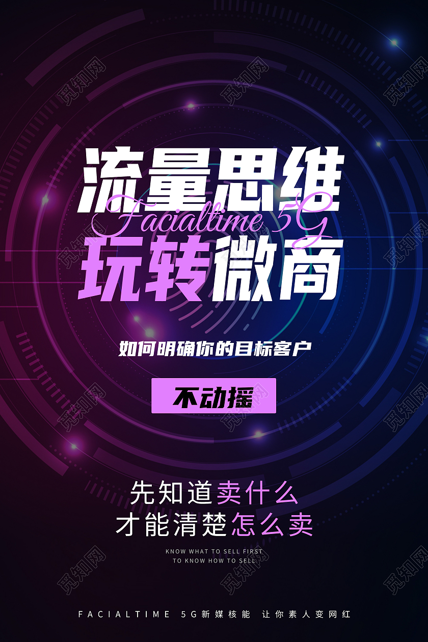 紫色简约流量思维玩转微商微商海报