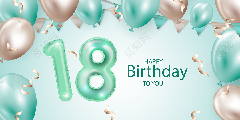 绿色简约大气18周岁生日聚会宣传展板18岁生日