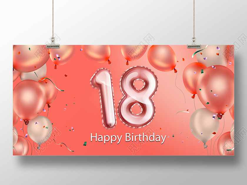 橙色简约大气18周岁生日parrt宣传展板18岁生日