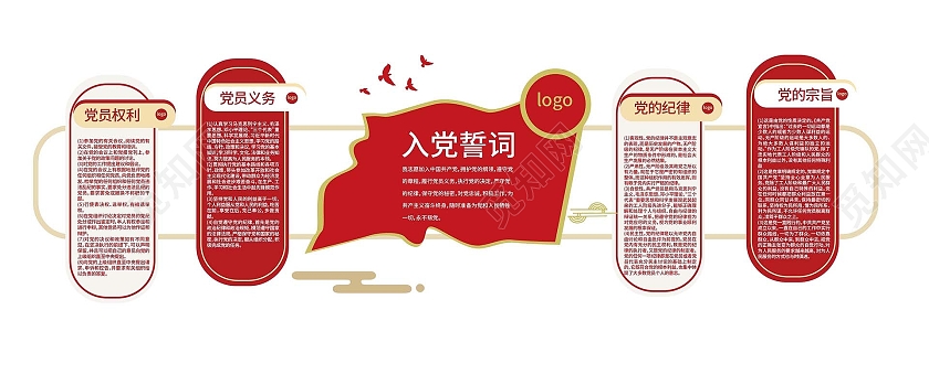 红色创意大气入党誓词党政党建文化墙设计入党誓词党建文化墙
