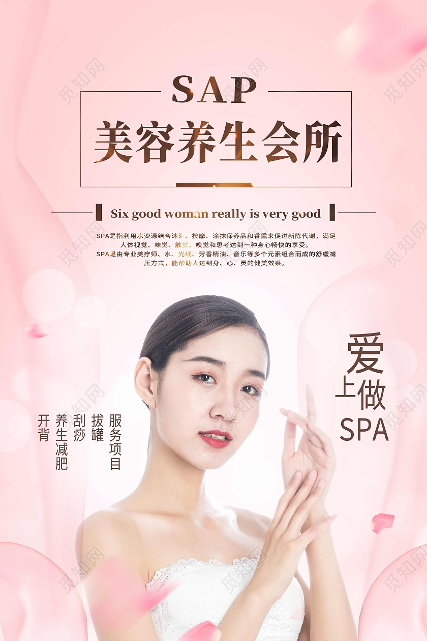 红色简约美容养生会所医疗美容健康模板海报