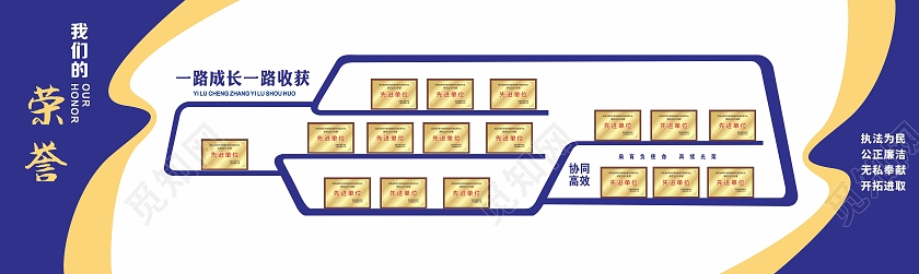 大气蓝色简约公安警察荣誉文化展示墙荣誉文化墙
