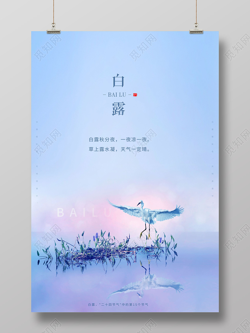 唯美创意白露24节气二十四节气白露海报