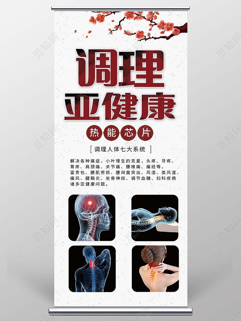 调理亚健康健康管理项目知识宣传展架易拉宝