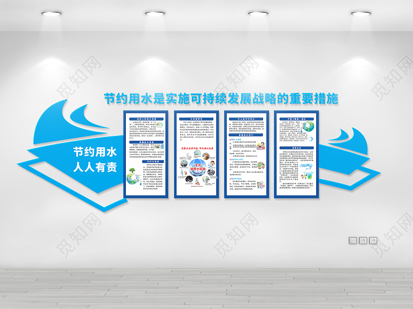 蓝色简约风格节约用水知识宣传文化墙节约用水文化墙