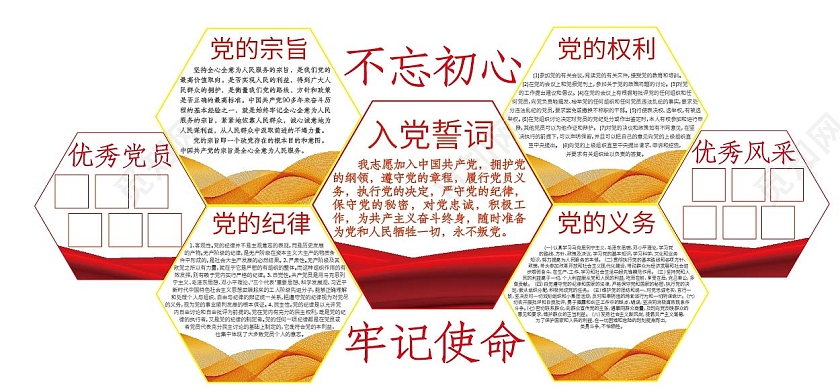 红色元素黄色文化墙党建企业文化墙入党誓词党建文化墙