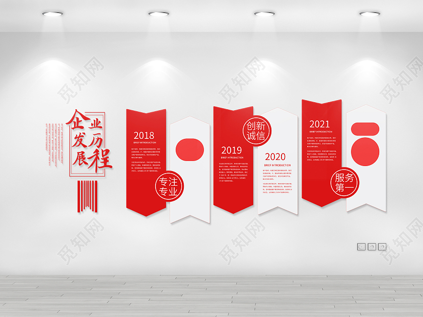 红色简约风企业发展历程企业文化文化墙企业文化墙