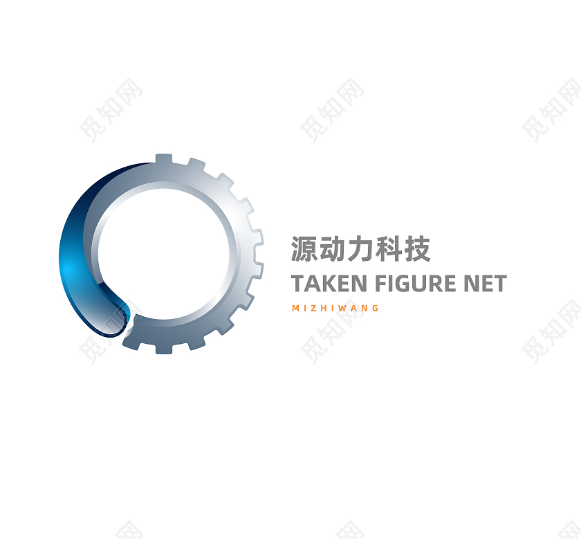 银灰色创意机械风源动力科技公司LOGO设计logo
