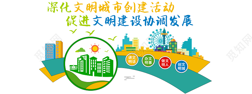 绿色田园风格创建文明城市口号文化墙文明城市文化墙