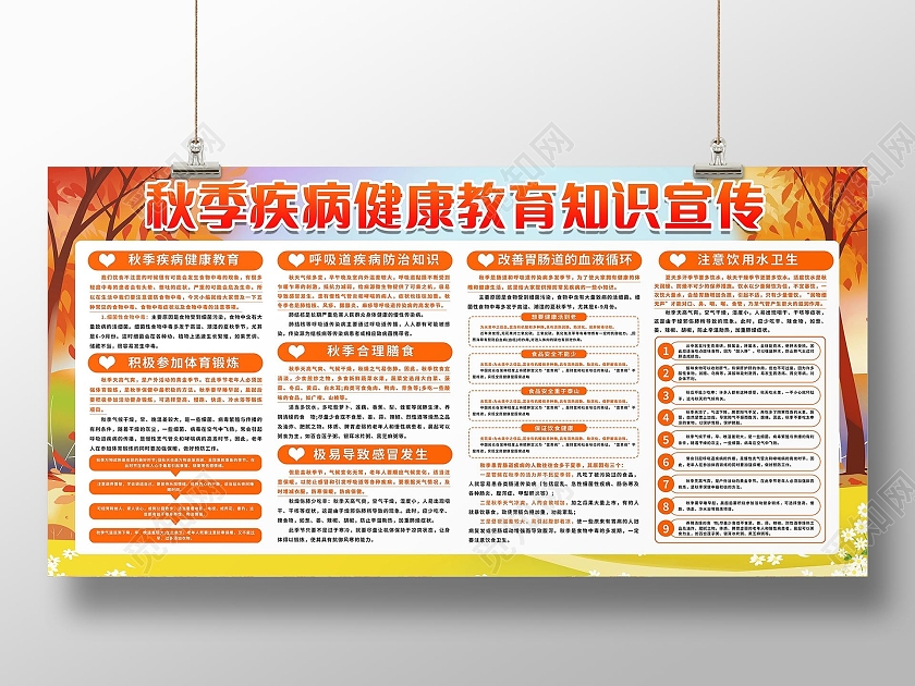 秋季健康教育宣传栏秋季健康养生展板