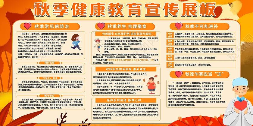 秋季健康教育宣传栏秋季健康养生展板