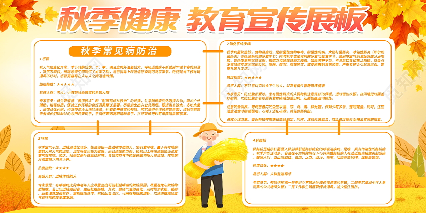 秋季健康教育宣传栏秋季健康养生展板
