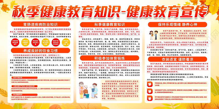 秋季健康教育宣传栏秋季健康养生展板