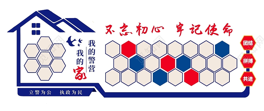 蓝色简约我的警营我的家警营文化墙警营文化文化墙