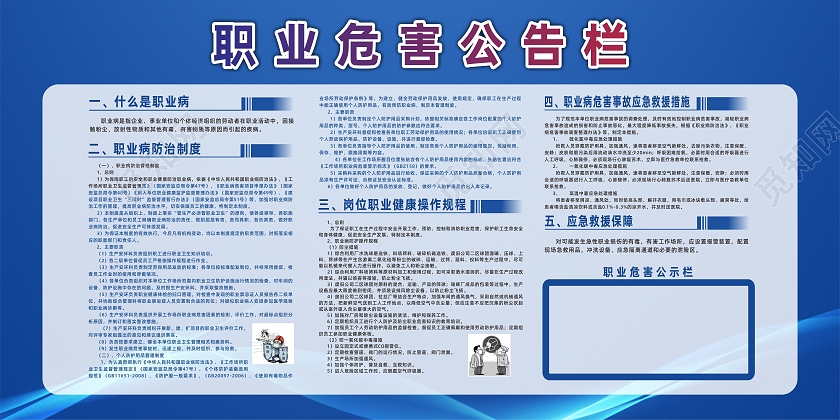 蓝色简约大气职业危害公告栏宣传栏