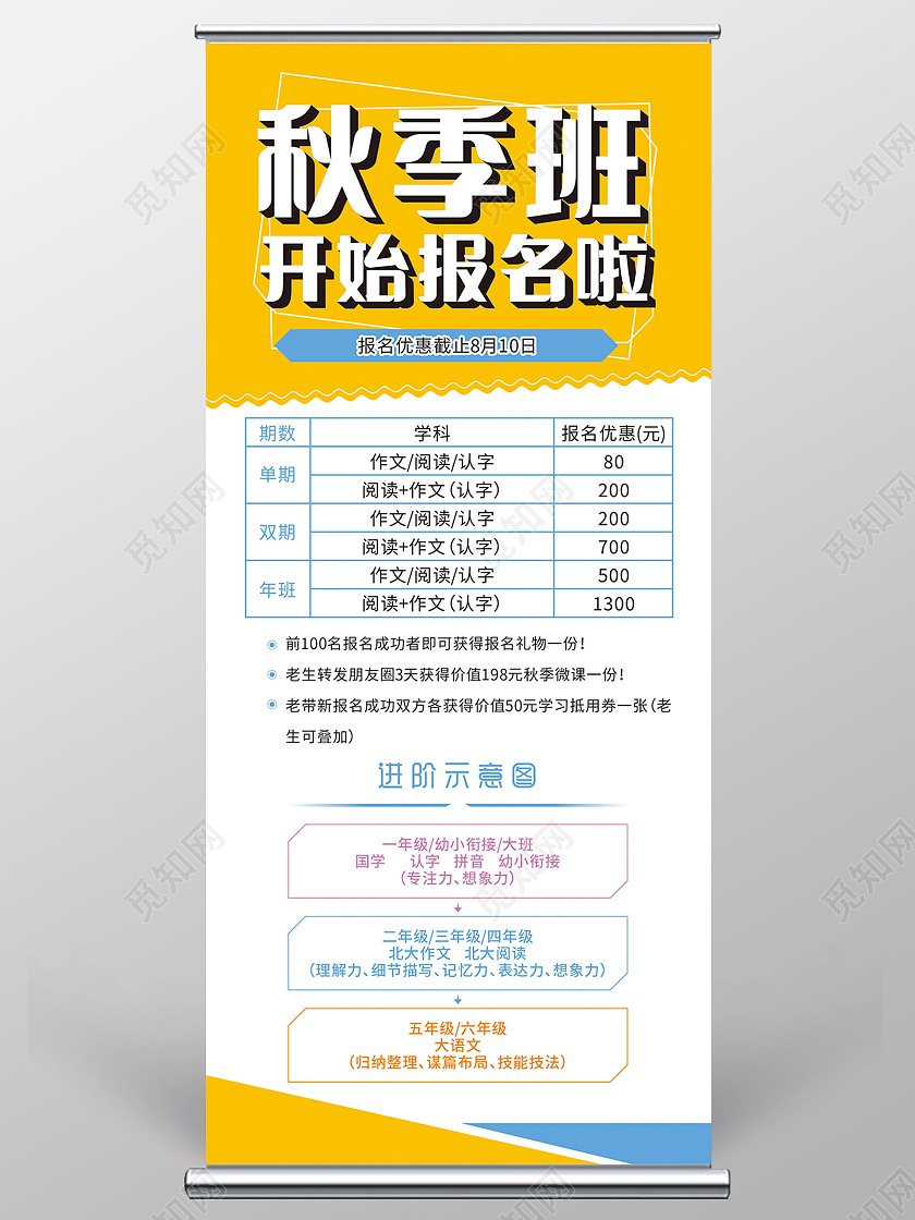 秋季班招生展架秋季开学展架报名优惠展架秋季招生展架