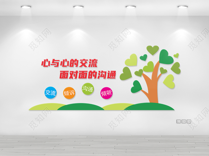 心与心交流面对面沟通文化背景墙
