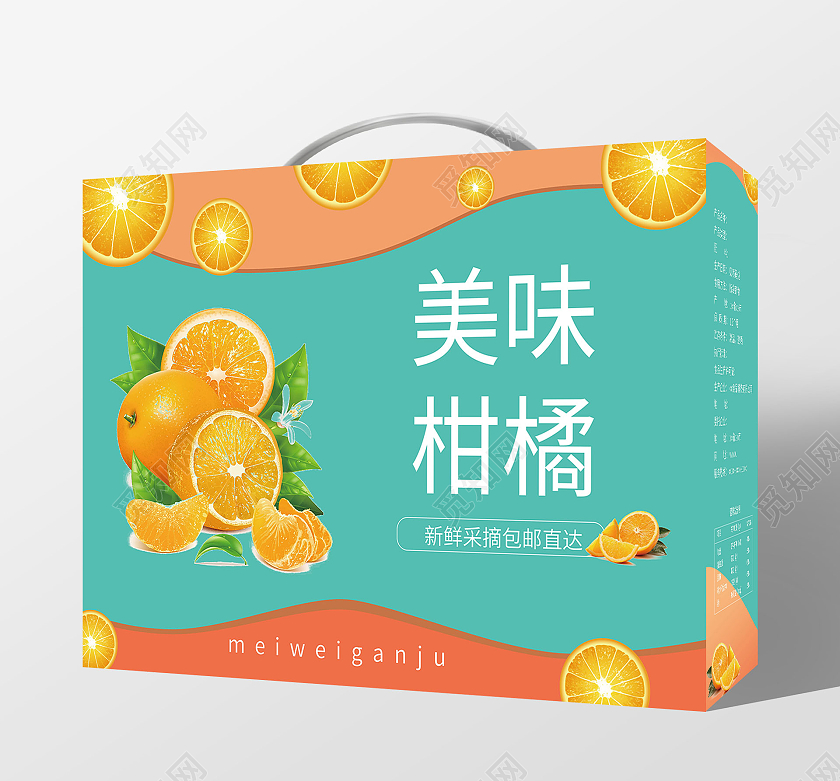 橙色秋季美味柑橘精装手提盒包装柑橘包装
