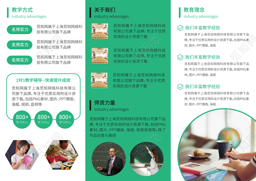 绿色简约风时尚大气教育培训三折页教育三折页
