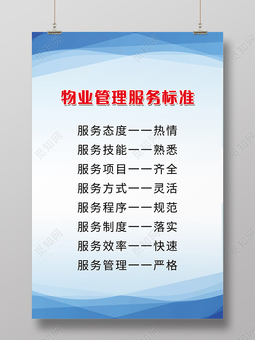 物业管理服务标准物业服务相关内容海报