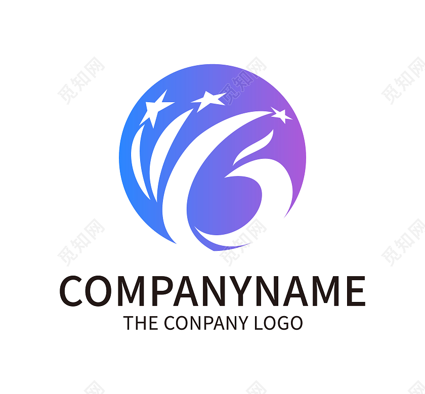 蓝紫色渐变科技风格扁平风格企业logo