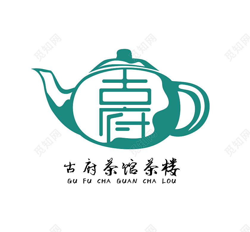 绿色中式复古茶楼茶馆创意logo