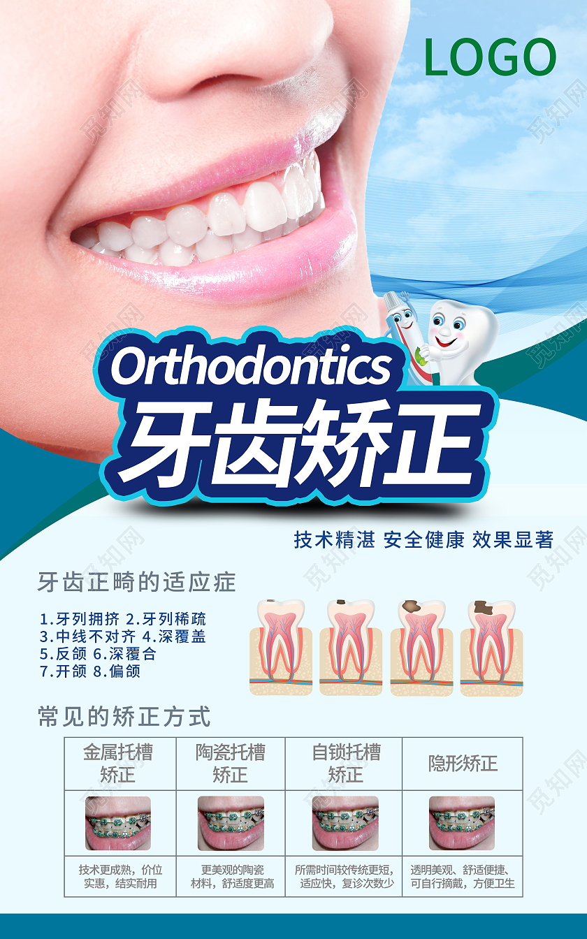 牙齿矫正关爱牙齿健康美白牙齿美容呵护口腔健康海报牙齿贴面
