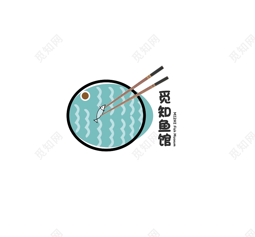 绿色简约卡通餐厅鱼馆美食餐厅logo