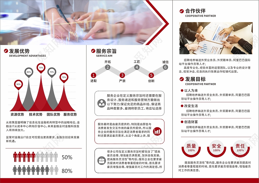 红色几何商务简约大气公司企业宣传三折页