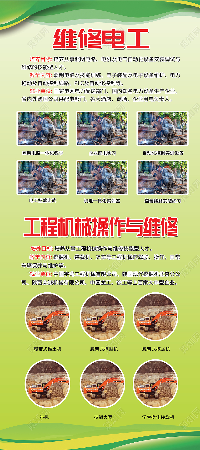 绿色简章维修电工机械工程展架易拉宝宣传维修电工展架