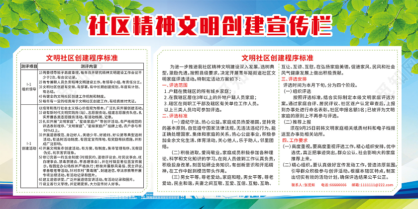 蓝色清新社区精神文明宣传栏文明创建宣传栏社区宣传栏