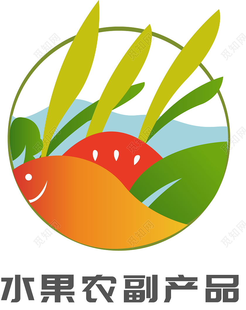 黄色红色绿色蓝色水果农副产品logo