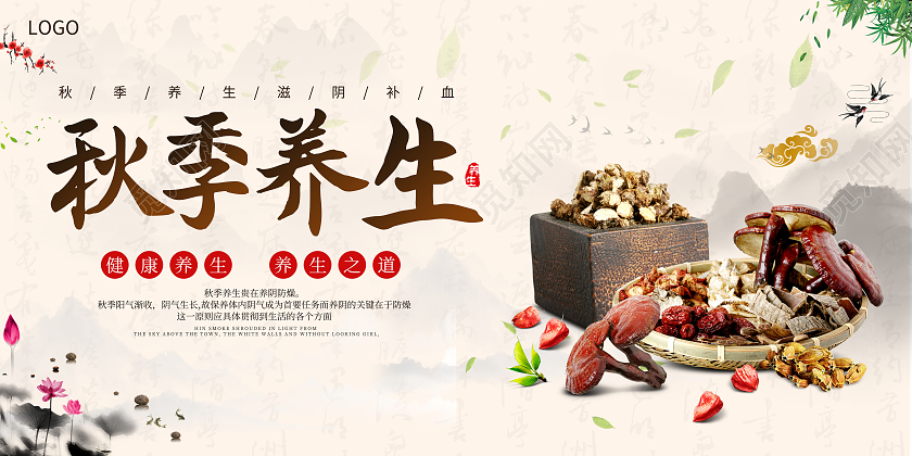 米色简约风秋季养生秋季养生展板