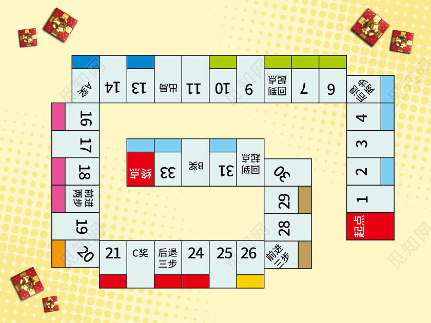 彩色黄色多轮回大富翁益智智力游戏大富翁游戏