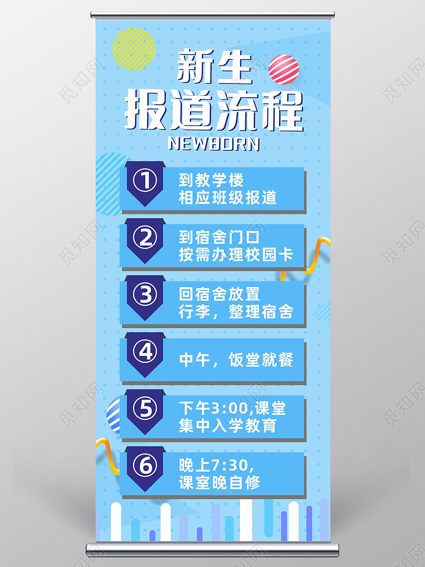 新生报到流程指引展架易拉宝海报宣传单