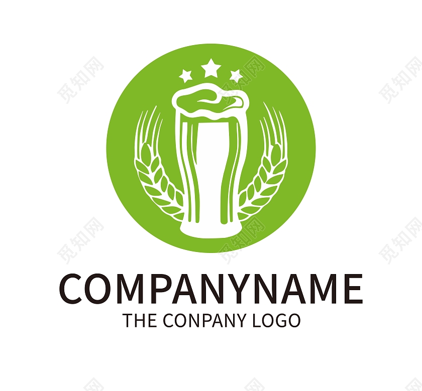 绿色简洁风格卡通风格啤酒企业logo