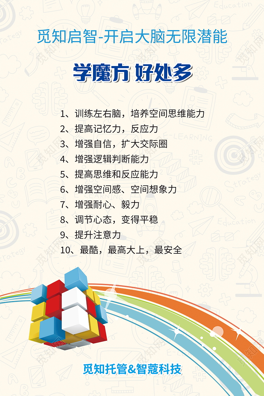 益智魔方开发智力招生宣传海报设计